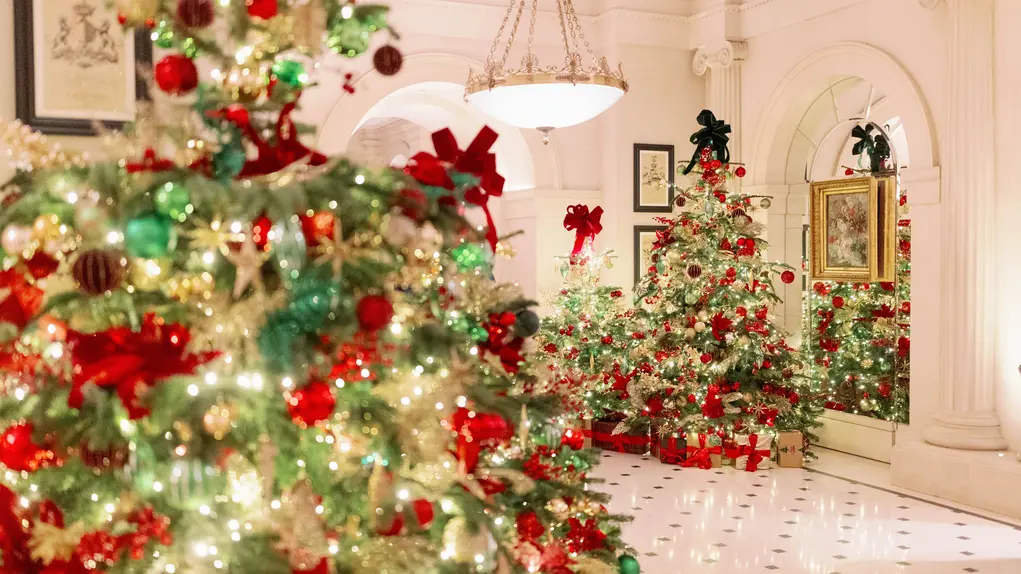 interior with christmas tree